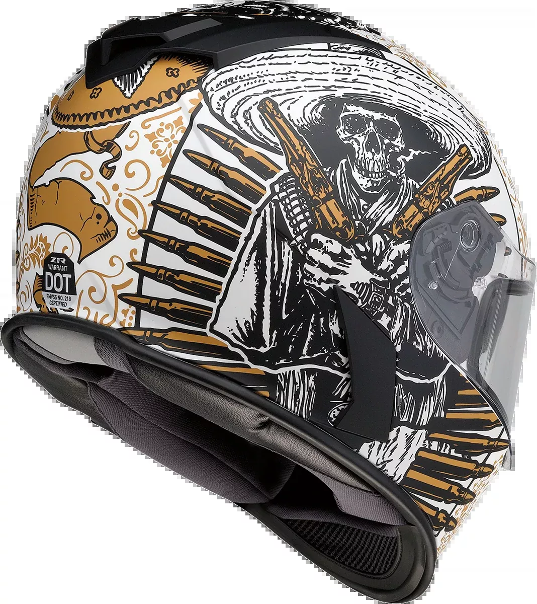 Z1R Warrant Helmet – Sombrero – White/Gold – Medium 0101-14166